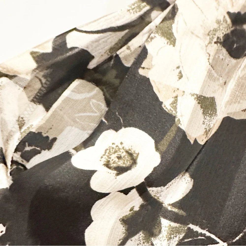 Banana‎ Republic Black Floral Tie Neck Shirt Dress - Large