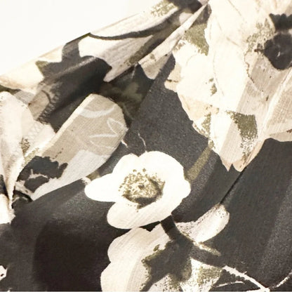 Banana‎ Republic Black Floral Tie Neck Shirt Dress - Large