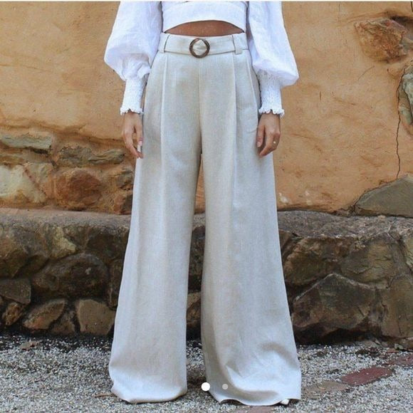 NWT Saroka Dahlia Linen Pant in Natural Size 6