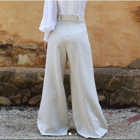 NWT Saroka Dahlia Linen Pant in Natural Size 6