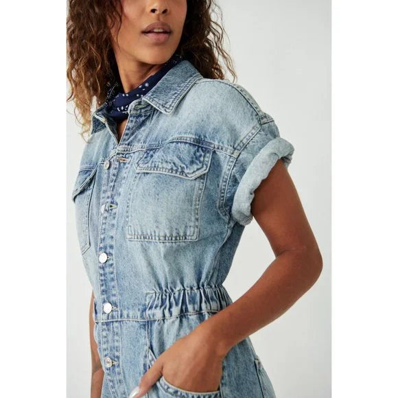 Free People Marci Cuffed Shortalls