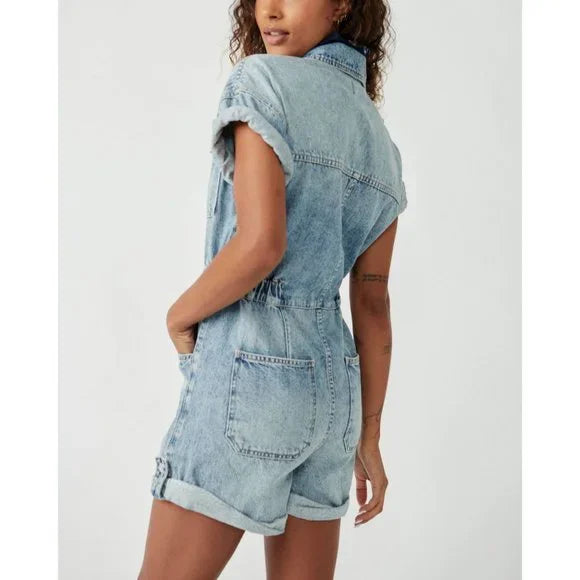 Free People Marci Cuffed Shortalls