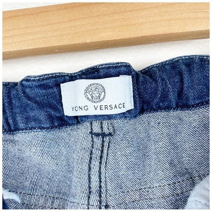 Young Versace Bleached Printed Jeans Size XXS