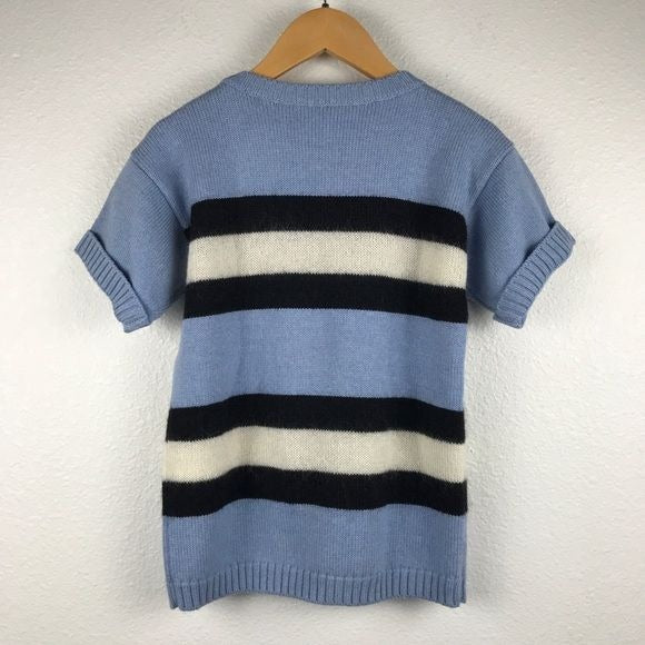 Gucci Girls Blue Striped Short Sleeve Sweater Dress Size 6