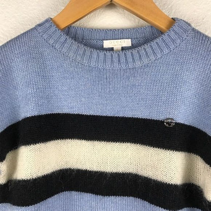 Gucci Girls Blue Striped Short Sleeve Sweater Dress Size 6