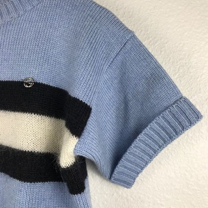 Gucci Girls Blue Striped Short Sleeve Sweater Dress Size 6