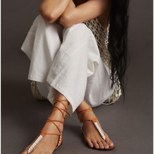 Anthropologie Tie Up Thong Sandals in Cedar/EU Size 40 US 9