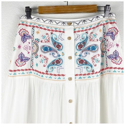 NWT Desigual Long Paisley Embroidered Maxi Skirt Size XL