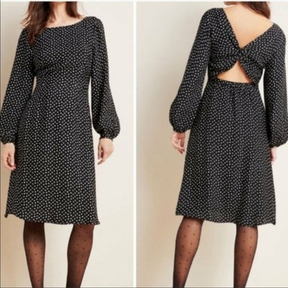 Anthropologie Eva Polka Dot Midi Dress Size 8
