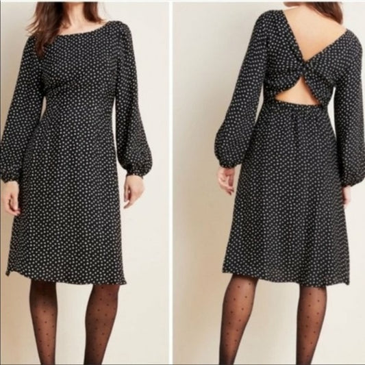 Anthropologie Eva Polka Dot Midi Dress Size 8