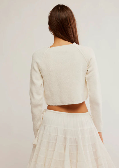 Free People Sydney Shrunken Cardi in Optic White