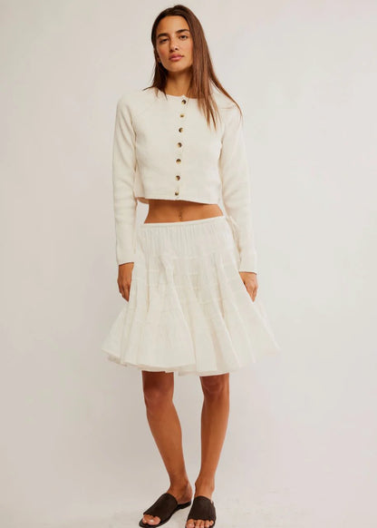 Free People Sydney Shrunken Cardi in Optic White