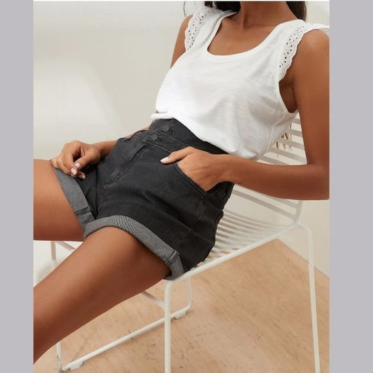 Banana Republic NWT High Rise Mom Shorts in Washed Black Size 26