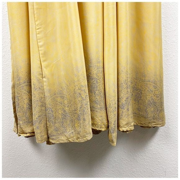 Fashion Fuse Yellow Printed Maxi Dress Size Medium