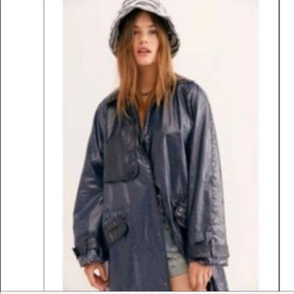 Free People Trinity High Shine Rain Coat Size XS