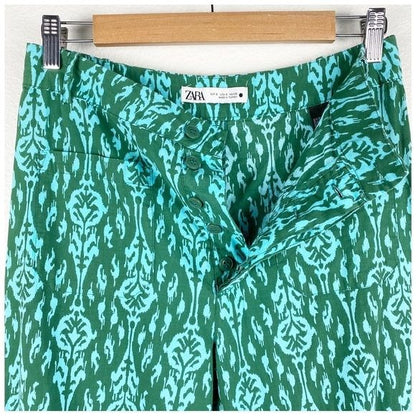 Zara Green & Blue Printed Pants Size Small