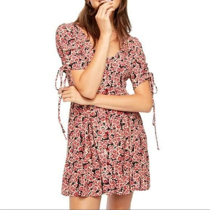 Free People Laced Up Mini Dress in Black Combo Size XS