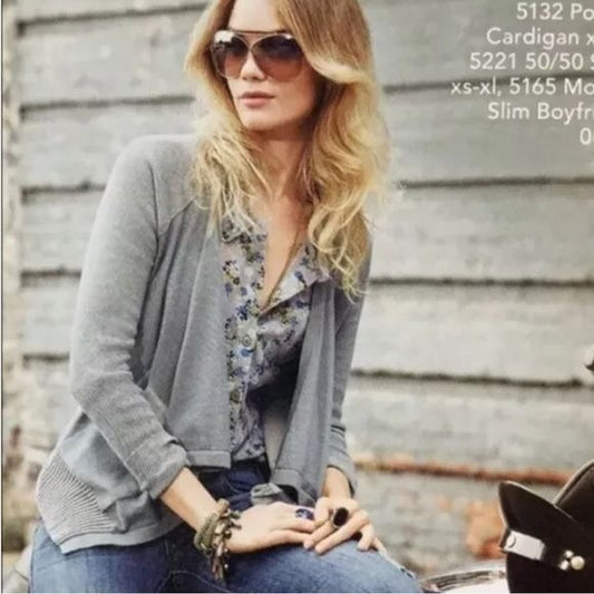 Cabi Gray Pocket Open Cardigan Size Medium