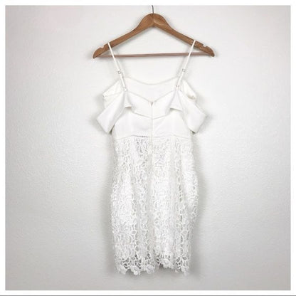 J.O.A. NWT White Off the Shoulder Crochet Dress Size XS