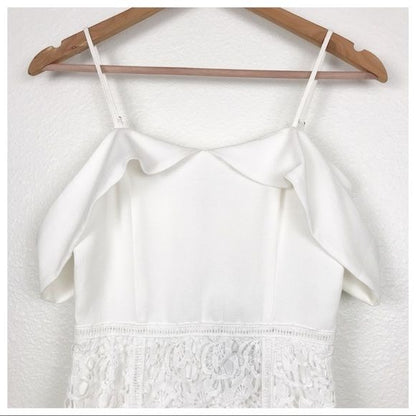 J.O.A. NWT White Off the Shoulder Crochet Dress Size XS