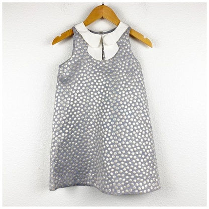 Hucklebones London Blue and Silver Polka Dot Dress Size 6