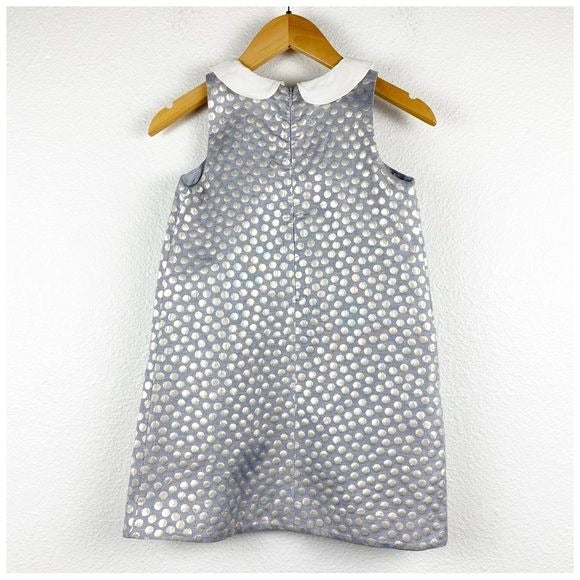 Hucklebones London Blue and Silver Polka Dot Dress Size 6