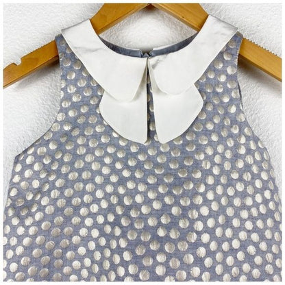 Hucklebones London Blue and Silver Polka Dot Dress Size 6