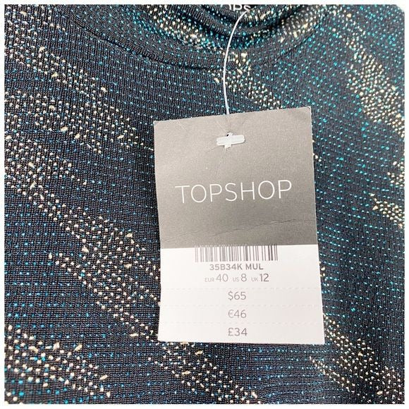 Topshop Lightning Glitter Mini Dress Size 8