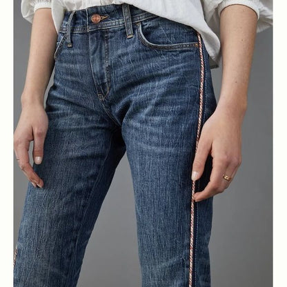 Anthropologie Pilcro Side Stripe Slim Boyfriend Jeans Size 32