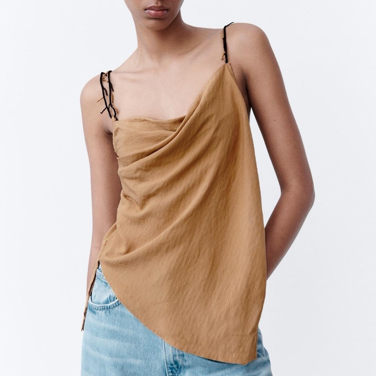 Zara Asymmetric Beaded Tank