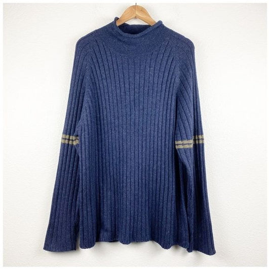 Bugle Boy Vintage Y2K Blue Mock Neck Sweater Size XL